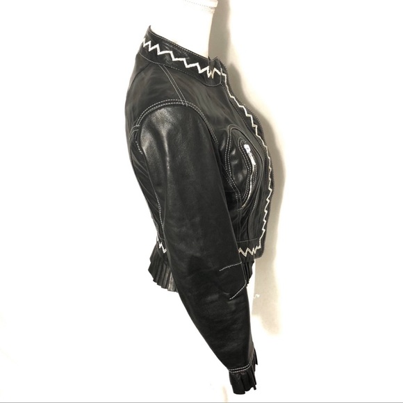 Foce 100% Leather Moto Jacket Sz 38 - Picture 2 of 8